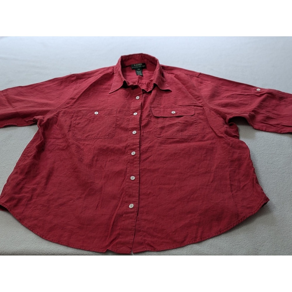 Lauren Ralph Lauren 100% Button‎ Down Women Roll Tab Coastal Size 2X